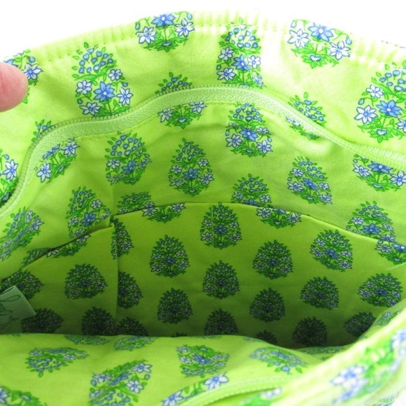 Vera Bradley Quilted Fabric Chartreuse Floral Elephant Shoulder Bag - Picture 2 of 7